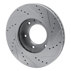 Ford Ranger Brake Rotor (1) - Front Left - R1 Concepts - Drilled & Slotted - Silver - `13-`17